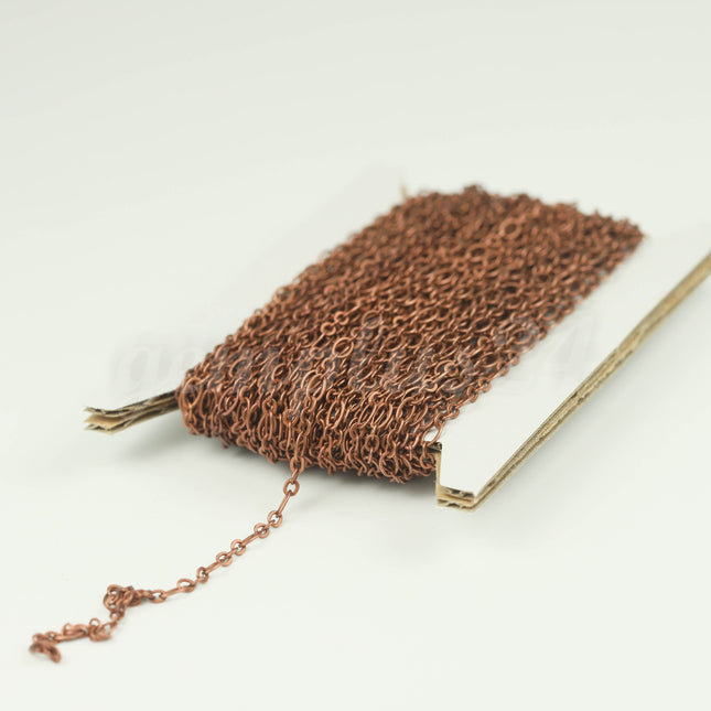 New 3 ft Antique Copper Plated Bulk Chain, Long and Short (Small 3 and 1) SOLDERED  Chain - 4.5x2.5mm 2.9x2.6mm Soldered - 317LS31