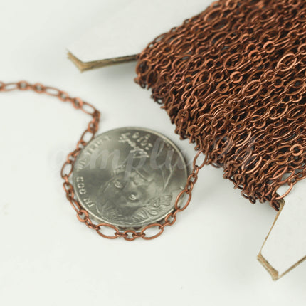 300 ft Antique Copper Plated Bulk Chain, Long and Short (Small 3 and 1) SOLDERED  Chain - 4.5x2.5mm 2.9x2.6mm Soldered - 317LS31