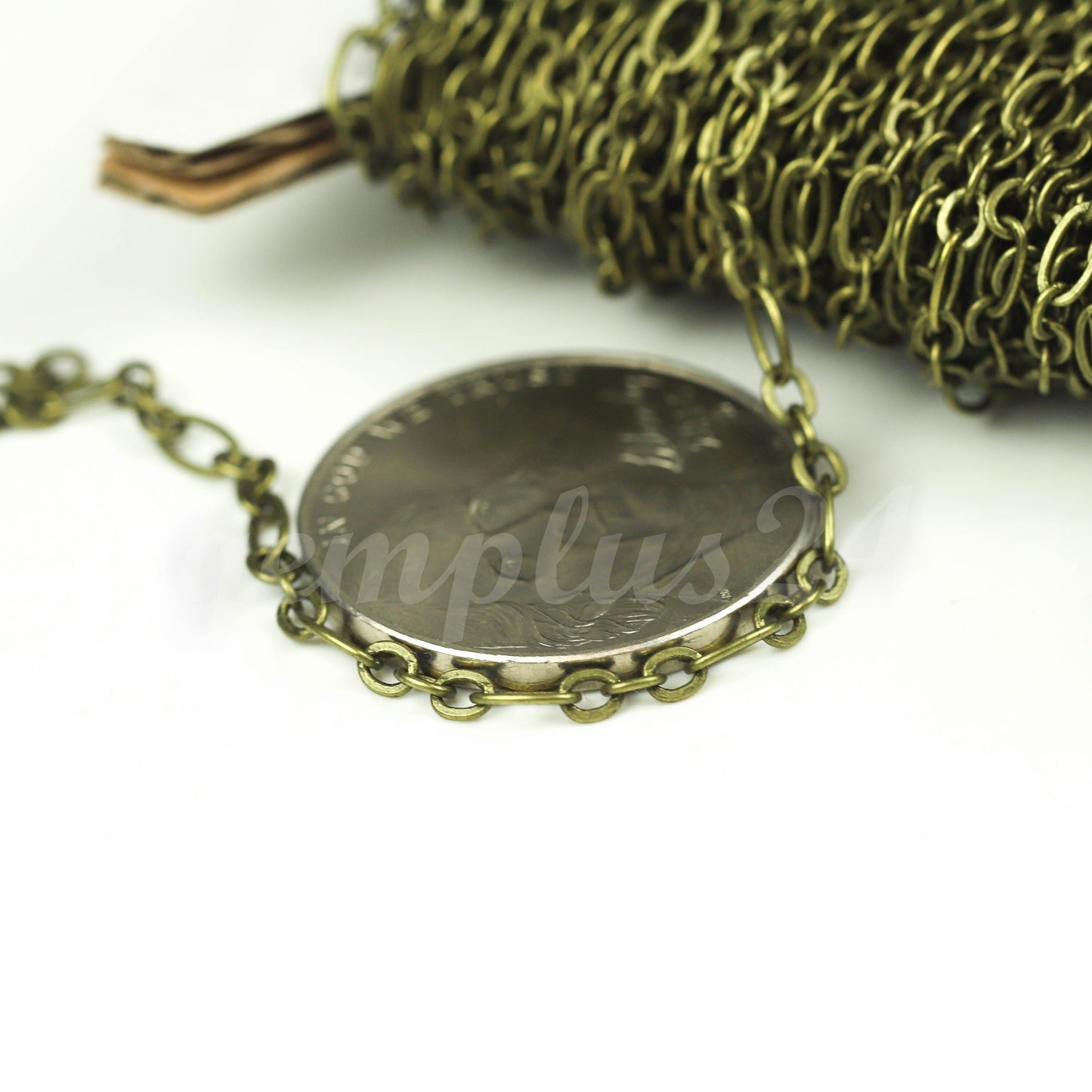 New 100 ft Antique Brass Plated Bulk Chain, Long and Short (Small 3 and 1) SOLDERED  Chain - 4.5x2.5mm 2.9x2.6mm Soldered - 317LS31
