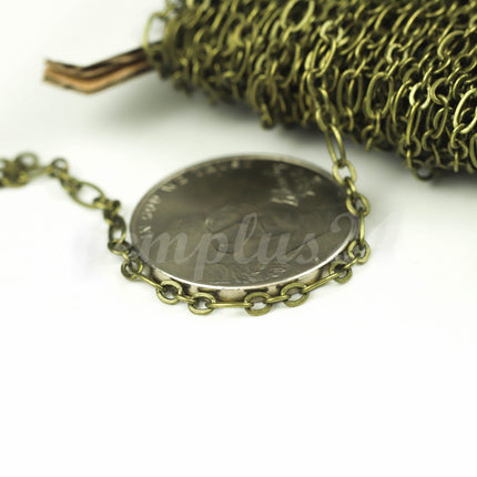 New 3 ft Antique Brass Plated Bulk Chain, Long and Short (Small 3 and 1) SOLDERED  Chain - 4.5x2.5mm 2.9x2.6mm Soldered - 317LS31