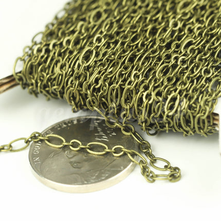 New 3 ft Antique Brass Plated Bulk Chain, Long and Short (Small 3 and 1) SOLDERED  Chain - 4.5x2.5mm 2.9x2.6mm Soldered - 317LS31