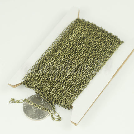 New 10 ft Antique Brass Plated Bulk Chain, Long and Short (Small 3 and 1) SOLDERED  Chain - 4.5x2.5mm 2.9x2.6mm Soldered - 317LS31