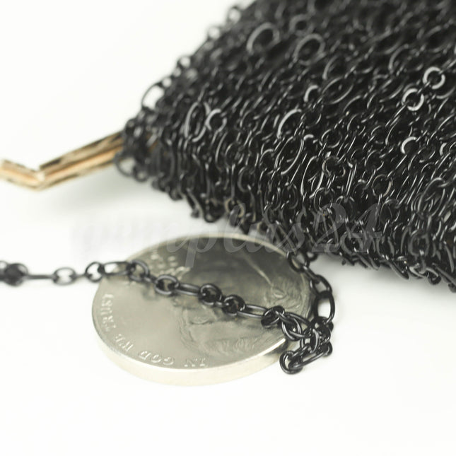 New 100 ft Black Finished Bulk Chain, Long and Short (Small 1 and 1) SOLDERED Wholesale Chain - 4.5x2.5mm 2.9x2.6mm Soldered - 317LS11
