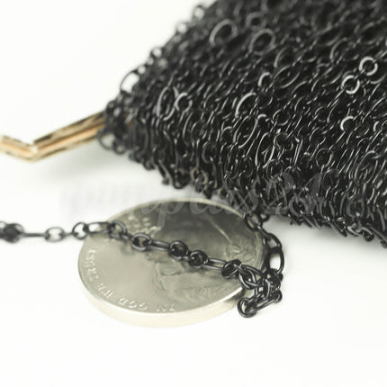 New 32 ft Black Finished Bulk Chain, Long and Short (Small 1 and 1) SOLDERED Wholesale Chain - 4.5x2.5mm 2.9x2.6mm Soldered - 317LS11