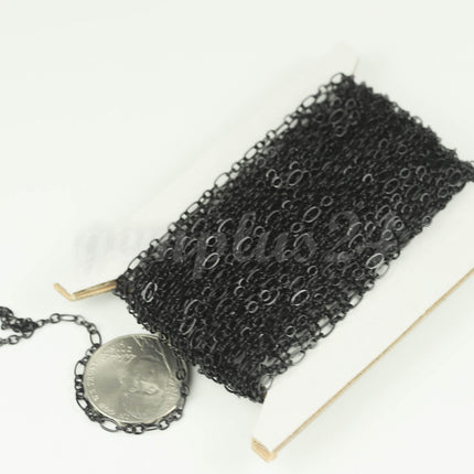 New 32 ft Black Finished Bulk Chain, Long and Short (Small 1 and 1) SOLDERED Wholesale Chain - 4.5x2.5mm 2.9x2.6mm Soldered - 317LS11