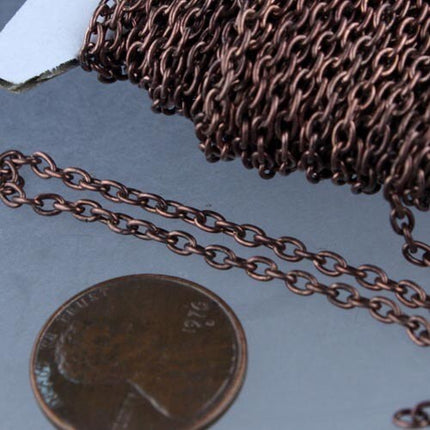 12 feet Antique Copper OVAL Cable Chain - 3x2.2mm - unsoldered link - 322CA