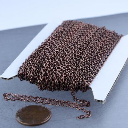 12 feet Antique Copper OVAL Cable Chain - 3x2.2mm - unsoldered link - 322CA