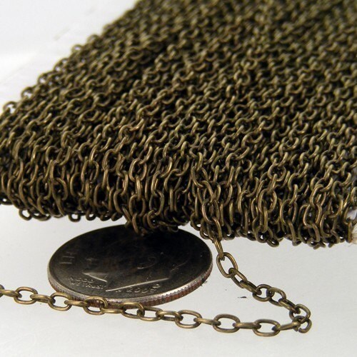 100ft spool of Antique Brass Finished Round cable chain - 3x2.2mm - unsoldered link,Wholesale Necklace chain - 322CA
