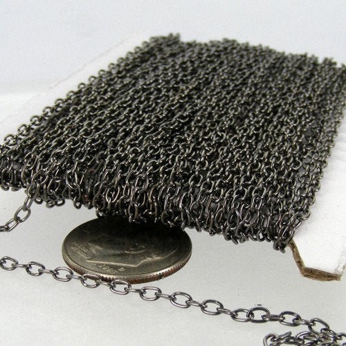 12 ft spool of Gunmetal Finished Round cable chain - 3x2.2mm - unsoldered link - 322CA