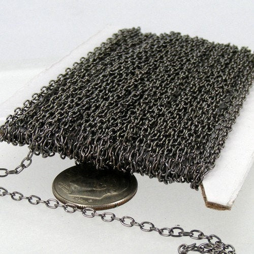 12 ft spool of Gunmetal Finished Round cable chain - 3x2.2mm - unsoldered link - 322CA