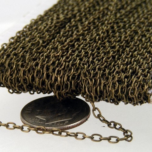 12 ft spool of Antique Brass Finished Round cable chain - 3x2.2mm - unsoldered link - 322CA