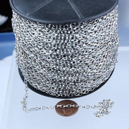 12 ft. Antique Silver finished Small Drawn oval Cable chain - 3.9x2.5mm unsoldered link - 3926DRAWN