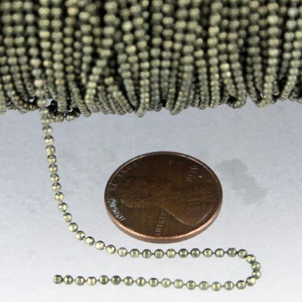 Antique Bronze facet BALL Chain - 100 ft. spool of Brass Bulk Ball chain  Wholesale - 1.5mm w/ FREE 100 connectors (Crimp) - 15DC