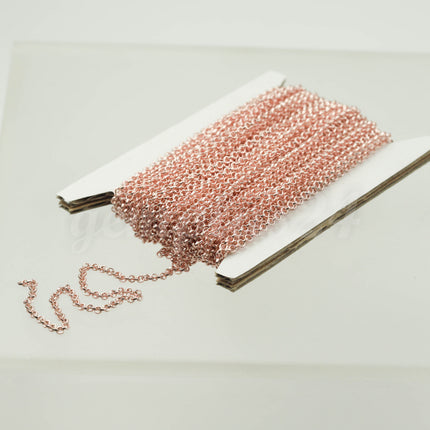 32 feet TARNISH Resistant Tarnish FREE Anti Tarnished Rose Gold Plated Rolo Chain bulk - 2.0mm 2mm SOLDERED Link AT2.0BL