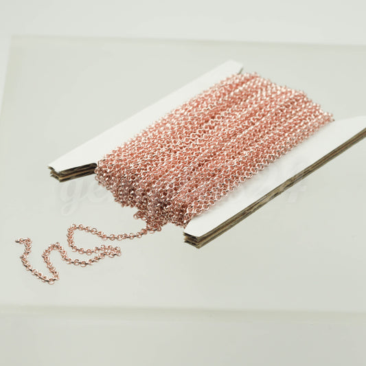 3 feet TARNISH Resistant Tarnish FREE Anti Tarnished Rose Gold Plated Rolo Chain bulk - 2.0mm 2mm SOLDERED Link AT2.0BL