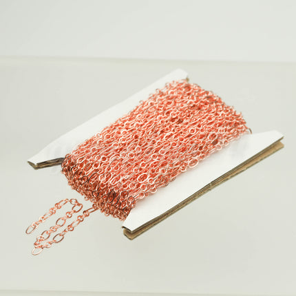 100 feet Bright Copper ( 3 and 1 ) Long and Short Bulk Flat Cable Chain Necklace Bracelet Chain 6.3 N 4mm - SOLDERED Links - 3429LS31