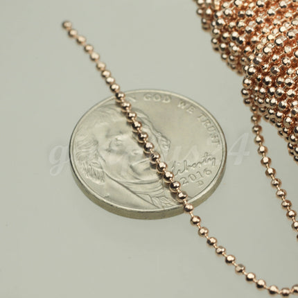 3 Ft Spool of ROSE Gold Plated  FACET  Ball Chain - 1.2mm Ball/Beads Size - Bulk Ball chain  Wholesale - 12DC