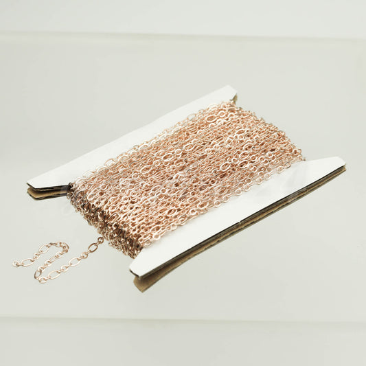 10 ft TARNISH Resistant Tarnish Anti Tarnished Champagne/Pink Gold Long and Short (Small 3 and 1) SOLDERED  Chain - 4.5x2.5mm - ATLS317F31