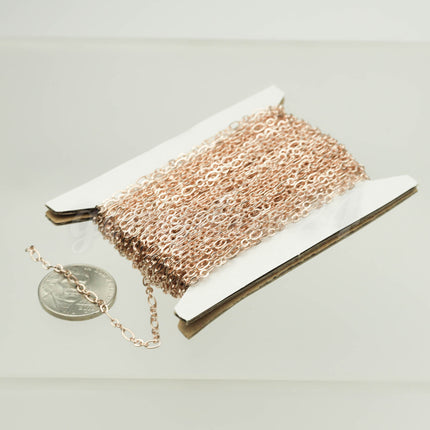 100 ft TARNISH Resistant Tarnish Anti Tarnished Champagne/Pink Gold Long and Short (Small 3 and 1) SOLDERED  Chain - 4.5x2.5mm - ATLS317F31