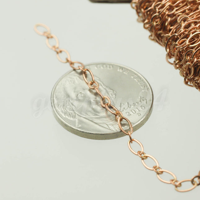 New 100 ft Raw Brass (Copper Color) Bulk Chain, Long and Short (Small 1 and 1) SOLDERED Wholesale Chain - 4.5x2.5mm 2.9x2.6mm Soldered - 317LS11