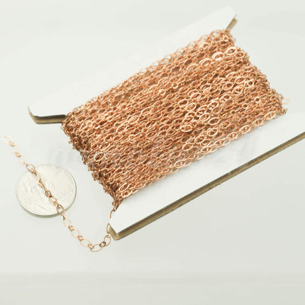 New 100 ft Raw Brass (Copper Color) Bulk Chain, Long and Short (Small 1 and 1) SOLDERED Wholesale Chain - 4.5x2.5mm 2.9x2.6mm Soldered - 317LS11