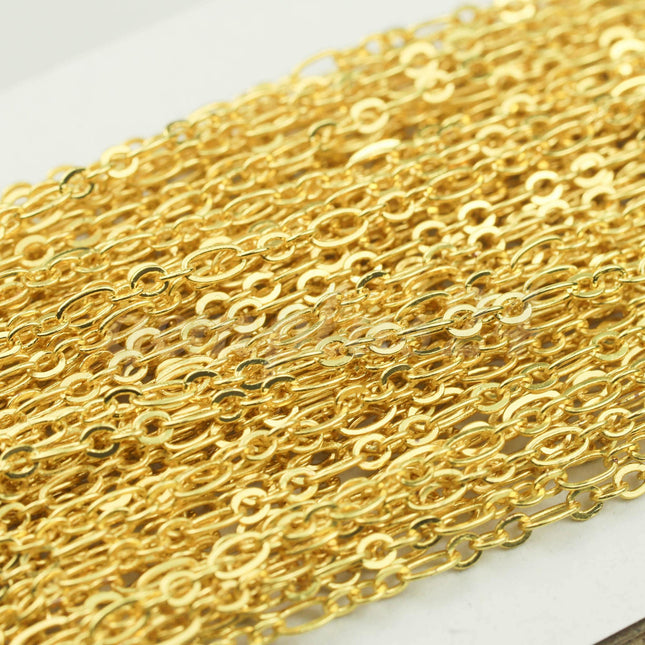 3 feet TARNISH Resistant Tarnish FREE Anti Tarnished 22K Gold Plated Long and Short (Small 3 and 1) SOLDERED  Chain - 4.5x2.5mm - ATLS317F31
