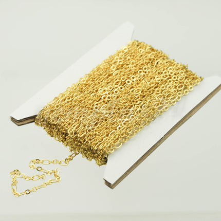 32 feet TARNISH Resistant Tarnish FREE 22K Gold Plated Long and Short (Small 3 and 1) SOLDERED  Chain - 4.5x2.5mm - ATLS317F31
