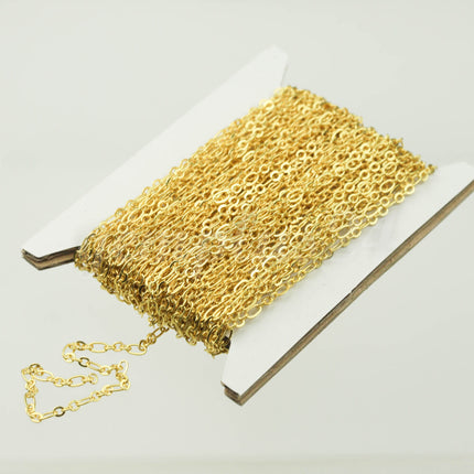 10 feet TARNISH Resistant Tarnish FREE 22K Gold Plated Long and Short (Small 3 and 1) SOLDERED  Chain - 4.5x2.5mm - ATLS317F31