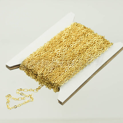 100 ft TARNISH Resistant Tarnish FREE Anti Tarnished 22K Gold Plated Long and Short (Small 3 and 1) SOLDERED  Chain - 4.5x2.5mm - ATLS317F31