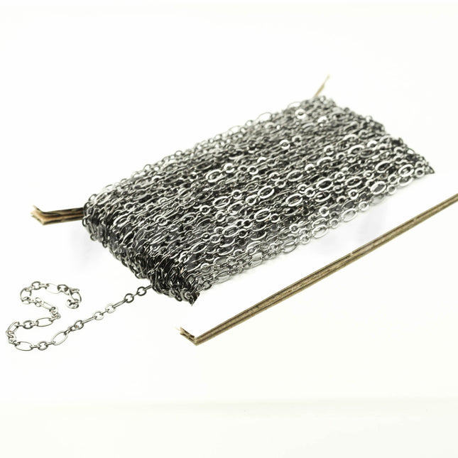 New 3 feet Gunmetal Plated Long and Short (Small 3 and 1) SOLDERED  Chain - 4.5x2.5mm - 317LS31