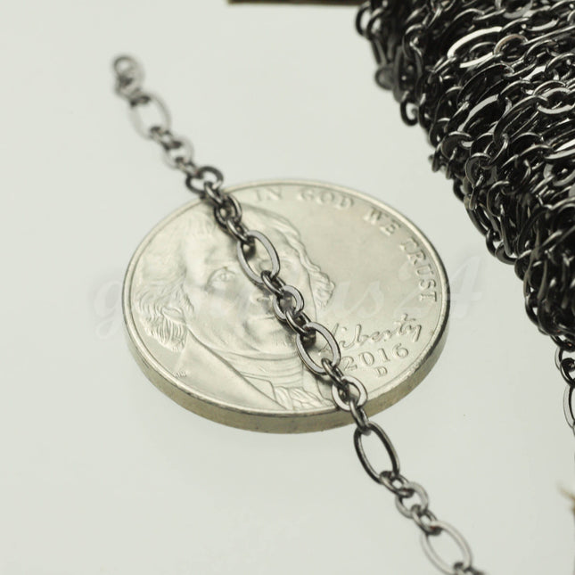 New 3 feet Gunmetal Plated Long and Short (Small 3 and 1) SOLDERED  Chain - 4.5x2.5mm - 317LS31