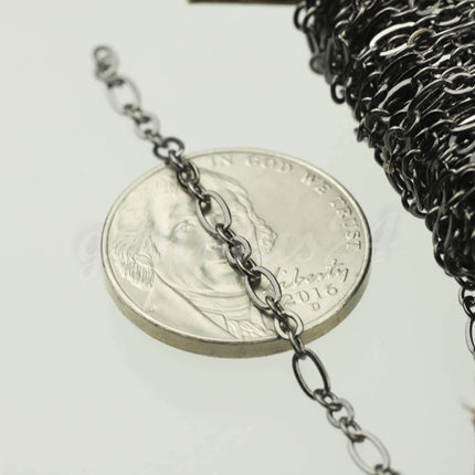 New 32 feet Gunmetal Plated Long and Short (Small 3 and 1) SOLDERED  Chain - 4.5x2.5mm - 317LS31