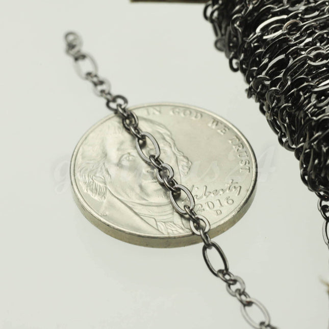 New 100 feet Gunmetal Plated Long and Short (Small 3 and 1) SOLDERED  Chain - 4.5x2.5mm - 317LS31