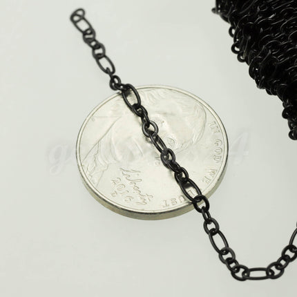 New 32 feet Black Finished Long and Short (Small 3 and 1) SOLDERED  Chain - 4.5x2.5mm - 317LS31