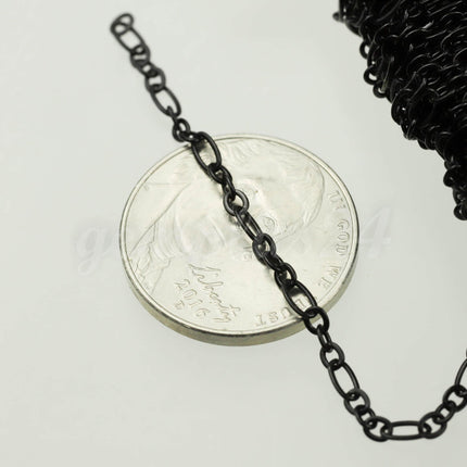 New 100 feet Black Finished Long and Short (Small 3 and 1) SOLDERED  Chain - 4.5x2.5mm - 317LS31