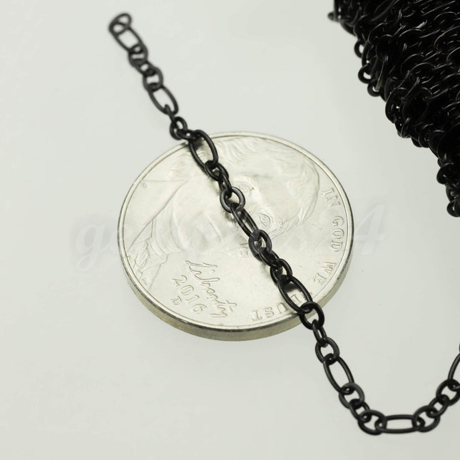 New 100 feet Black Finished Long and Short (Small 3 and 1) SOLDERED  Chain - 4.5x2.5mm - 317LS31