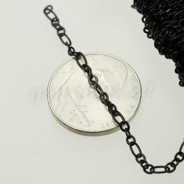 New 10 feet Black Finished Long and Short (Small 3 and 1) SOLDERED  Chain - 4.5x2.5mm - 317LS31