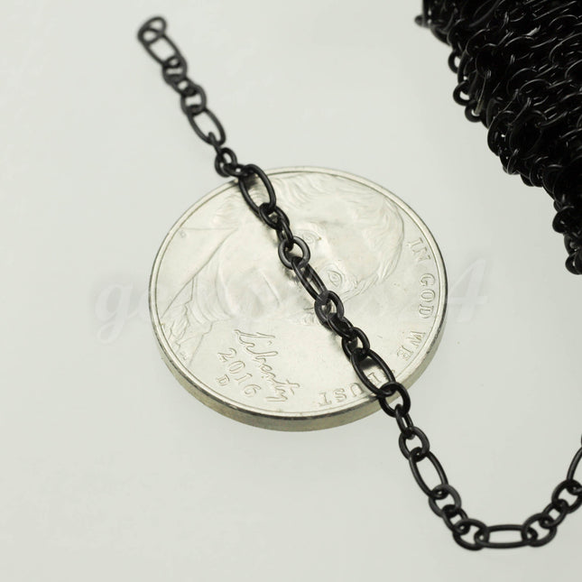 New 300 feet Black Finished Long and Short (Small 3 and 1) SOLDERED  Chain - 4.5x2.5mm - 317LS31
