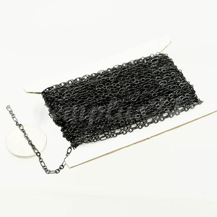 New 10 feet Black Finished Long and Short (Small 3 and 1) SOLDERED  Chain - 4.5x2.5mm - 317LS31