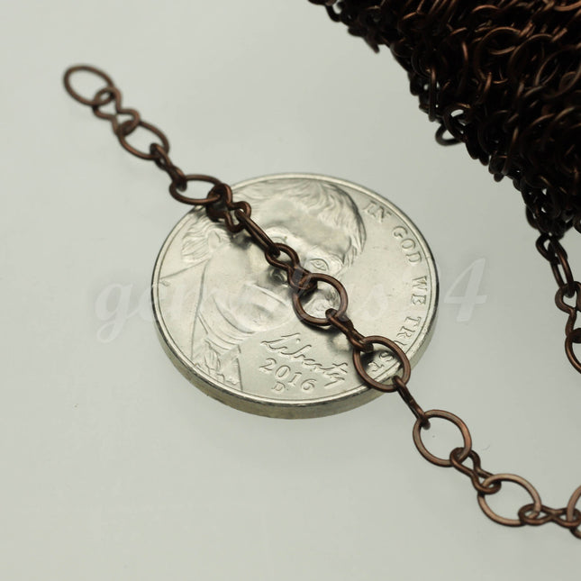 32 feet (Dark) Antique Copper SOLDERED BIG Fashion Figure 8 Connector Chain - 4.5x3.8mm Soldered Link FIG8L
