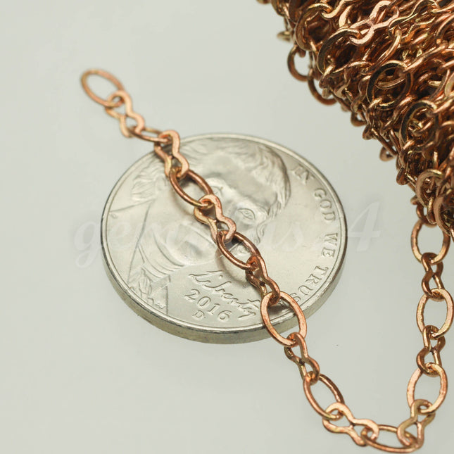 100 feet Raw Brass (Copper Color) SOLDERED BIG Fashion Figure 8 Connector Chain - 4.5x3.8mm Soldered Link FIG8L