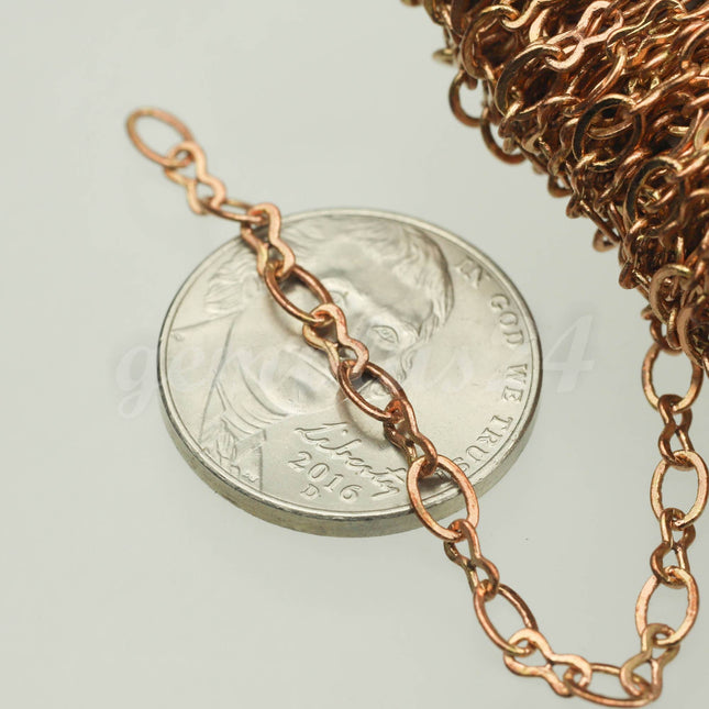 3 feet Raw Brass (Copper Color) SOLDERED BIG Fashion Figure 8 Connector Chain - 4.5x3.8mm Soldered Link FIG8L