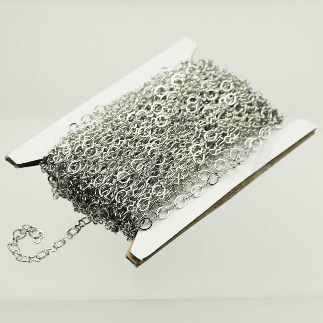 32 feet Rhodium Plated SOLDERED BIG Fashion Figure 8 Connector Chain - 4.5x3.8mm Soldered Link FIG8L