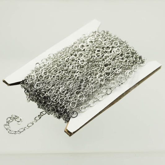 100 feet Rhodium Plated SOLDERED BIG Fashion Figure 8 Connector Chain - 4.5x3.8mm Soldered Link FIG8L