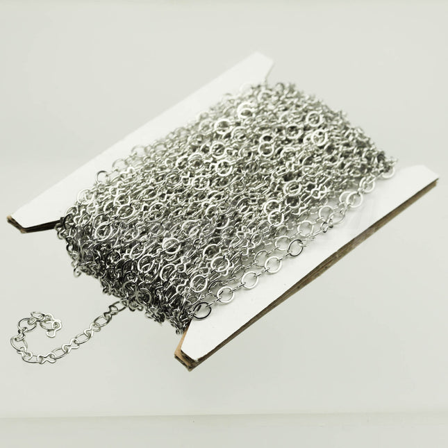100 feet Rhodium Plated SOLDERED BIG Fashion Figure 8 Connector Chain - 4.5x3.8mm Soldered Link FIG8L