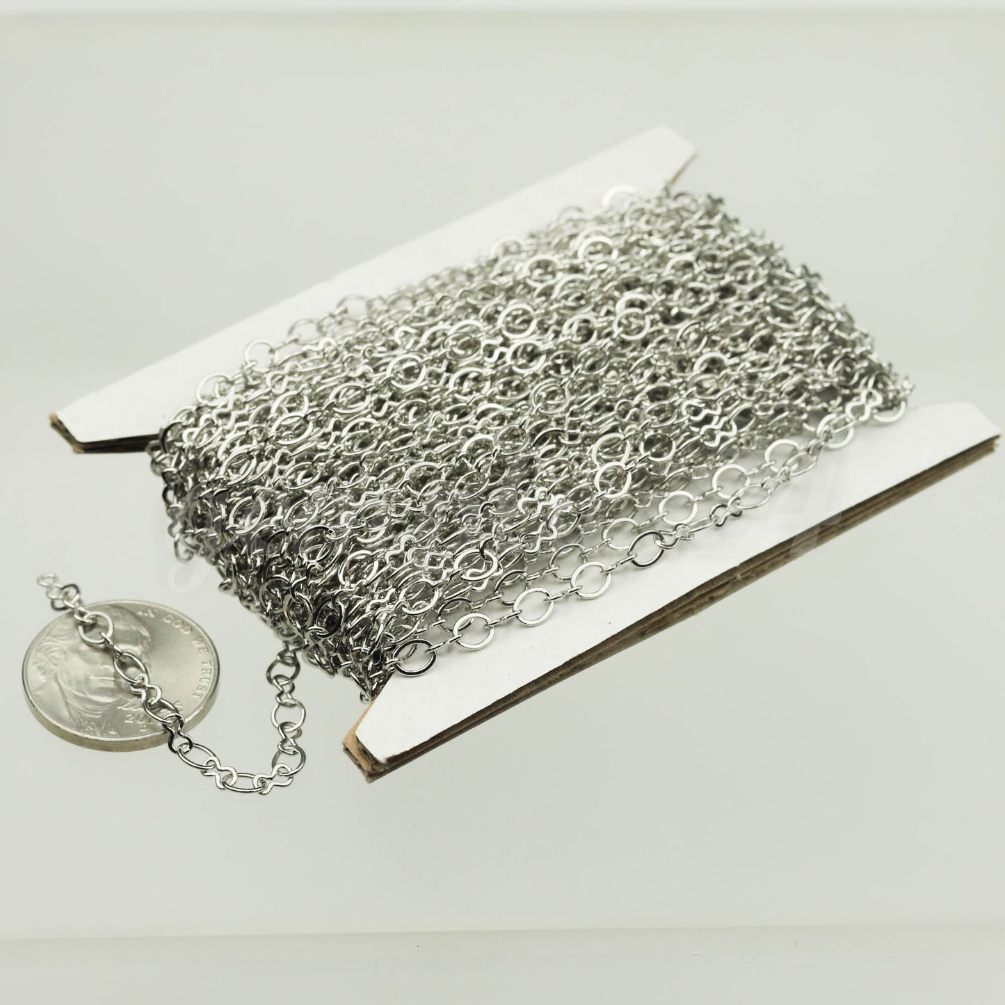 100 feet Rhodium Plated SOLDERED BIG Fashion Figure 8 Connector Chain - 4.5x3.8mm Soldered Link FIG8L