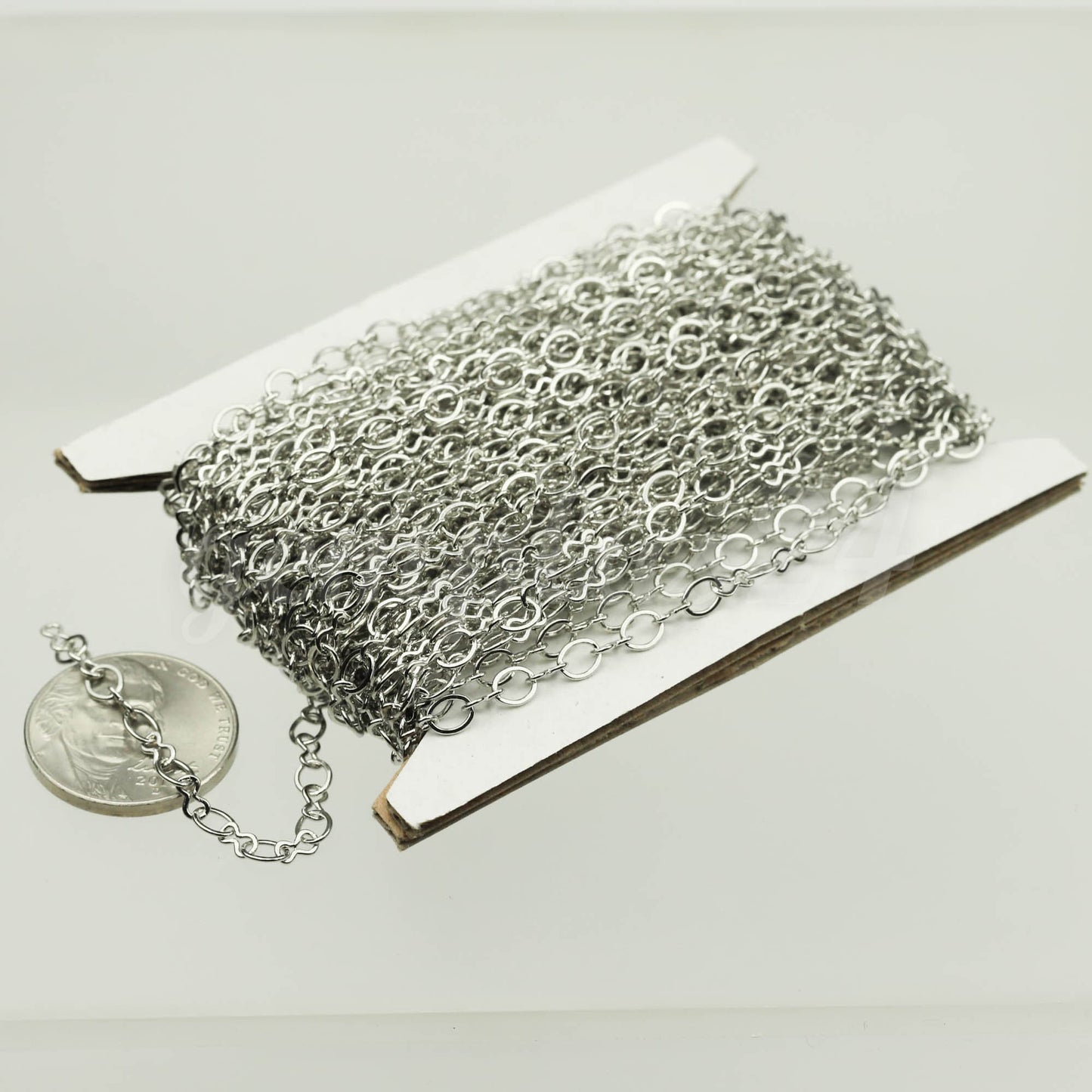 300 feet Rhodium Plated SOLDERED BIG Fashion Figure 8 Connector Chain - 4.5x3.8mm Soldered Link FIG8L