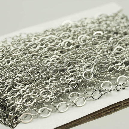 300 feet Rhodium Plated SOLDERED BIG Fashion Figure 8 Connector Chain - 4.5x3.8mm Soldered Link FIG8L