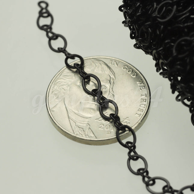 100 feet Black Finished SOLDERED BIG Fashion Figure 8 Connector Chain - 4.5x3.8mm Soldered Link FIG8L