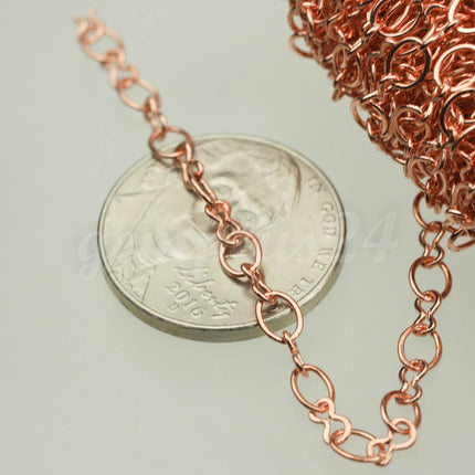 300 feet Bright Copper Plated SOLDERED BIG Fashion Figure 8 Connector Chain - 4.5x3.8mm Soldered Link FIG8L